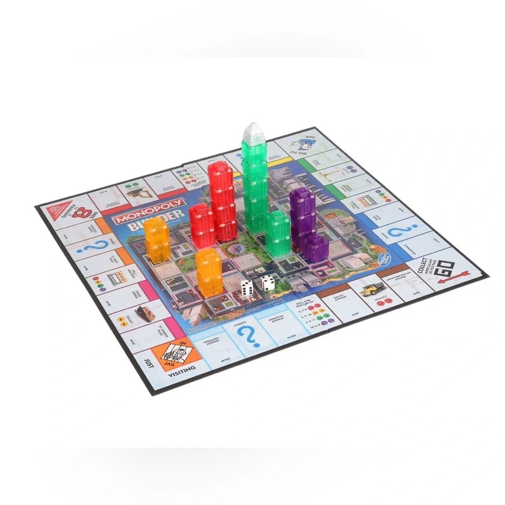 Monopoly Builder Board Game Kids Family Strategy Game Hasbro Stack Sealed New